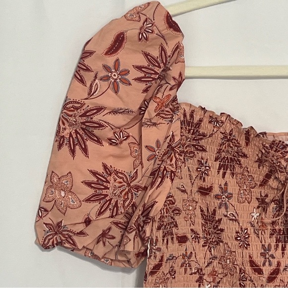 BB Dakota by Steve Madden Pink Mauve Floral Smocked top Mini Dress Size L NWT - Picture 5 of 9